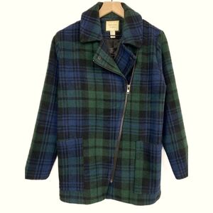 Forever 21 Women's Asymmetrical Zipper Plaid Jacket